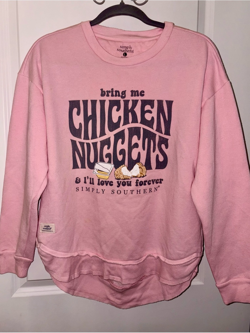 Simply Southern Pink 'Bring Me Chicken Nuggets' Sweatshirt